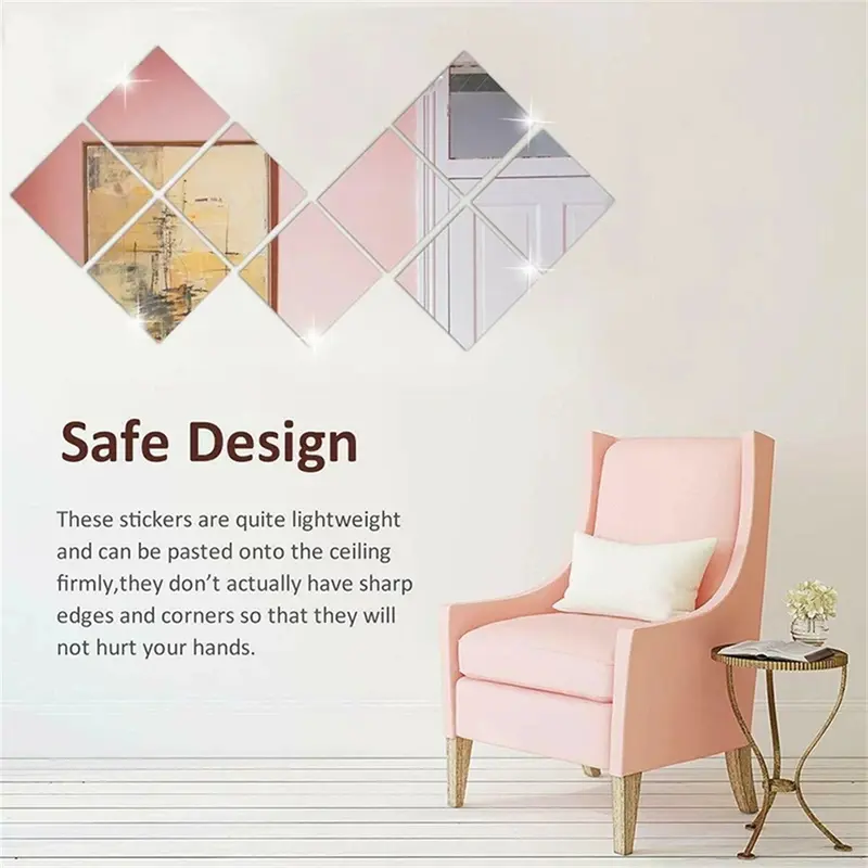 2m Large Mirror Wall Sticker Roll Self Adhesive Bathroom Room DIY Decor Stick On 7