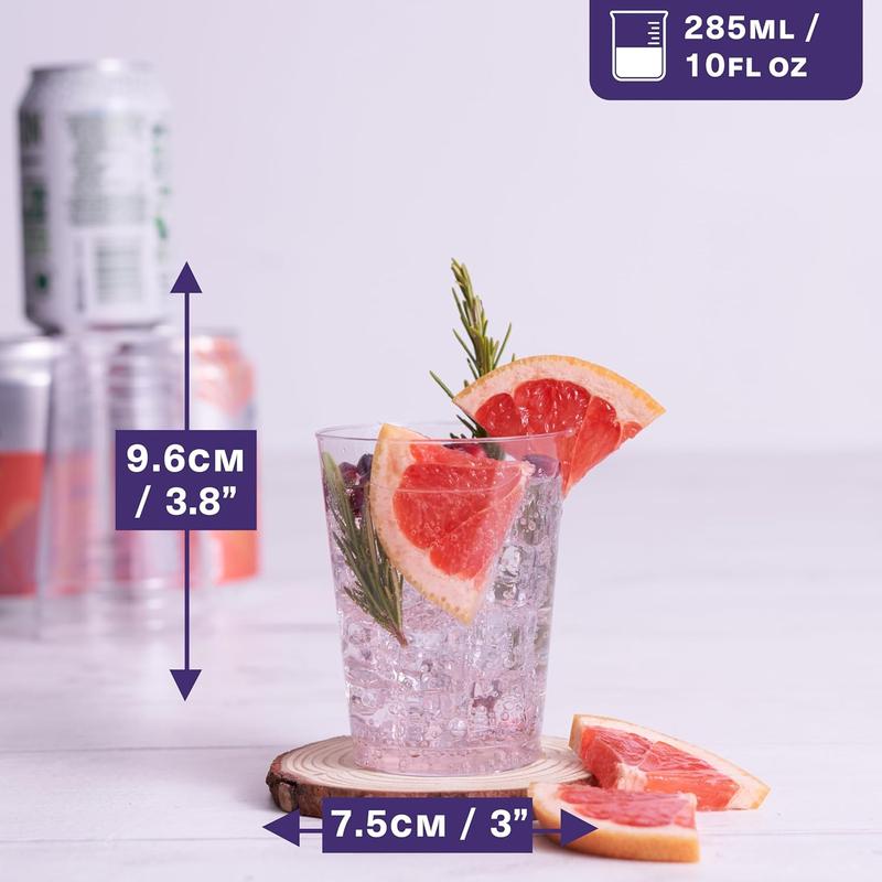 40 Premium Clear Hard Plastic Cups/Tumblers - 10oz (285ml) Reusable Tumblers for Drinks, Cocktails & Desserts - Sturdy Stackable Party Glasses for Weddings, Anniversaries, Birthdays, Camping & Picnics 2