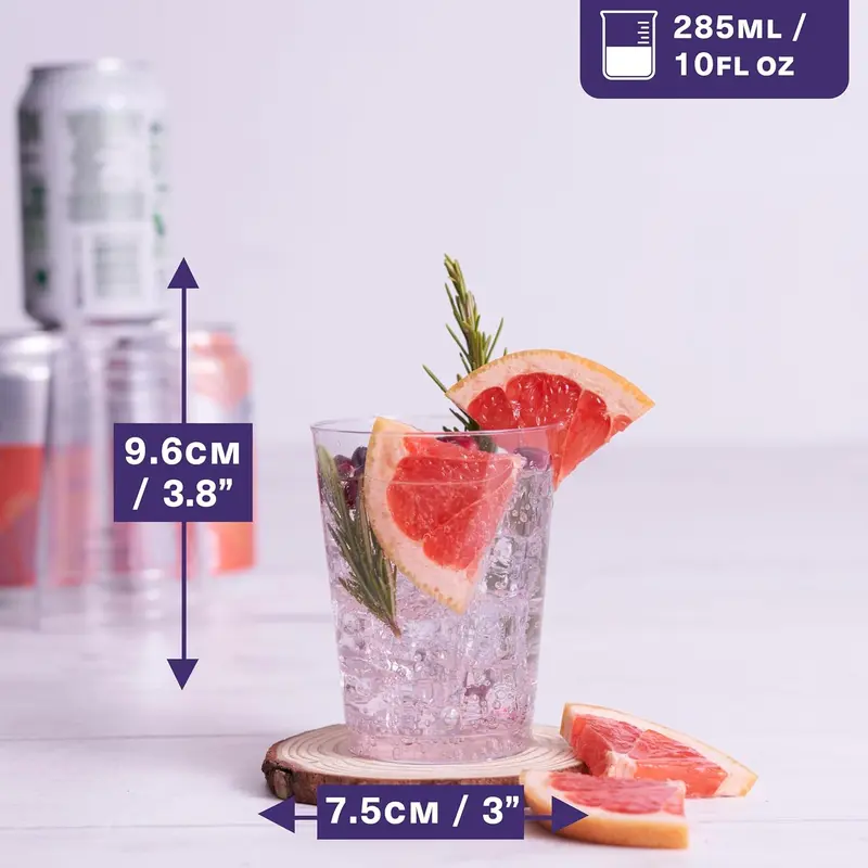 40 Premium Clear Hard Plastic Cups/Tumblers - 10oz (285ml) Reusable Tumblers for Drinks, Cocktails & Desserts - Sturdy Stackable Party Glasses for Weddings, Anniversaries, Birthdays, Camping & Picnics 2