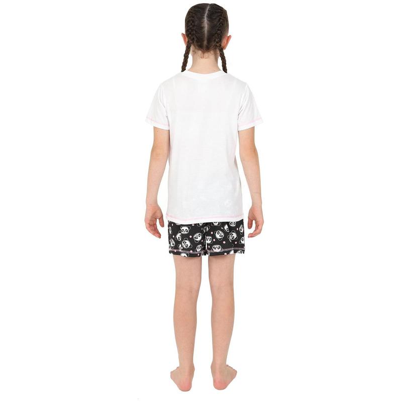 Girls Panda 'Barely Awake' Short Cotton Pyjamas 1