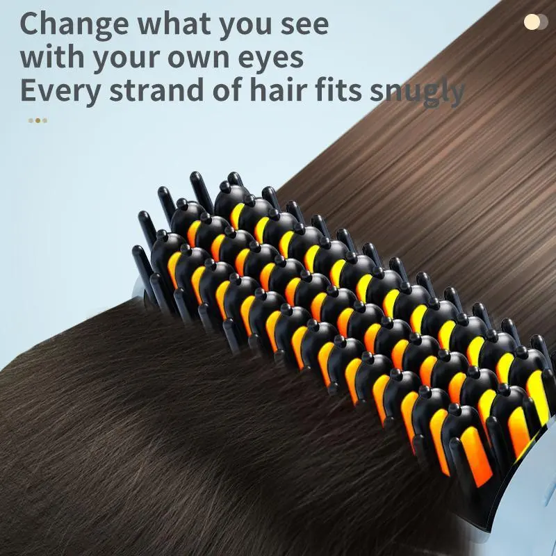 【wavy chic】New rechargeable wireless hair straightening comb for curly hair, portable mini straightening plate, negative ion non-harming power generation comb hair straightener Comfort 1