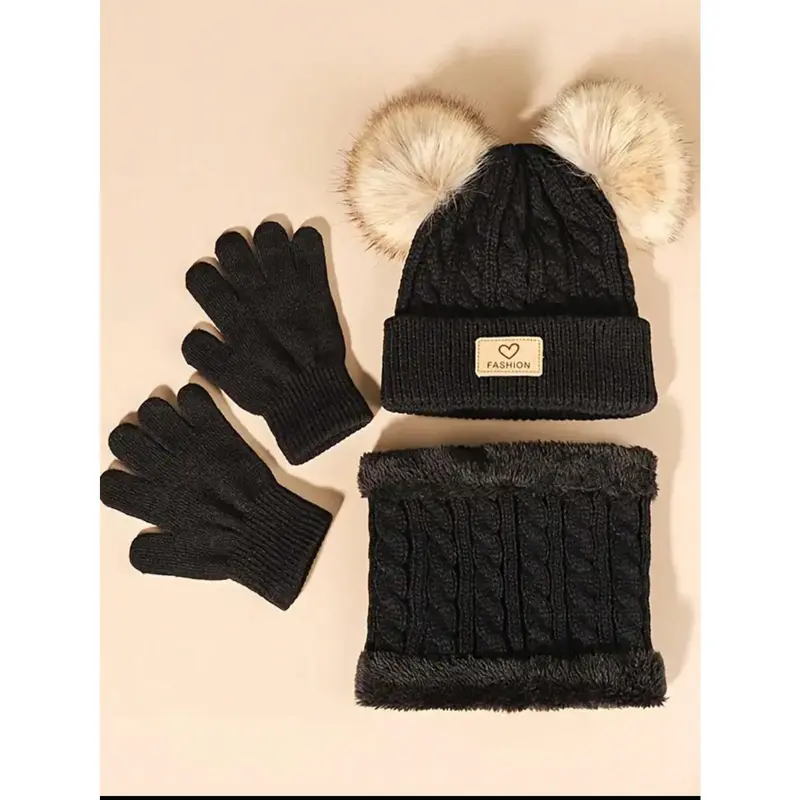 Rainbow Snowman  3 - Piece Set of Warm Knitted Gloves, Hat and Scarf with Wool Lining, Perfect for Staying Warm in Cold Weather and Showcasing Love for Fashion 3