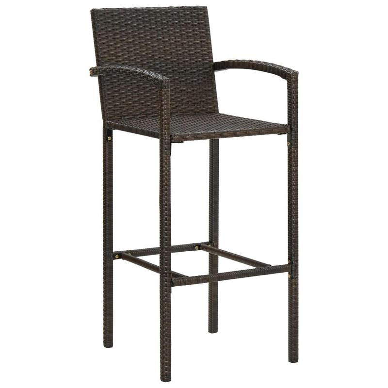 5 Piece Outdoor Bar Set with Armrest Poly Rattan Brown 2