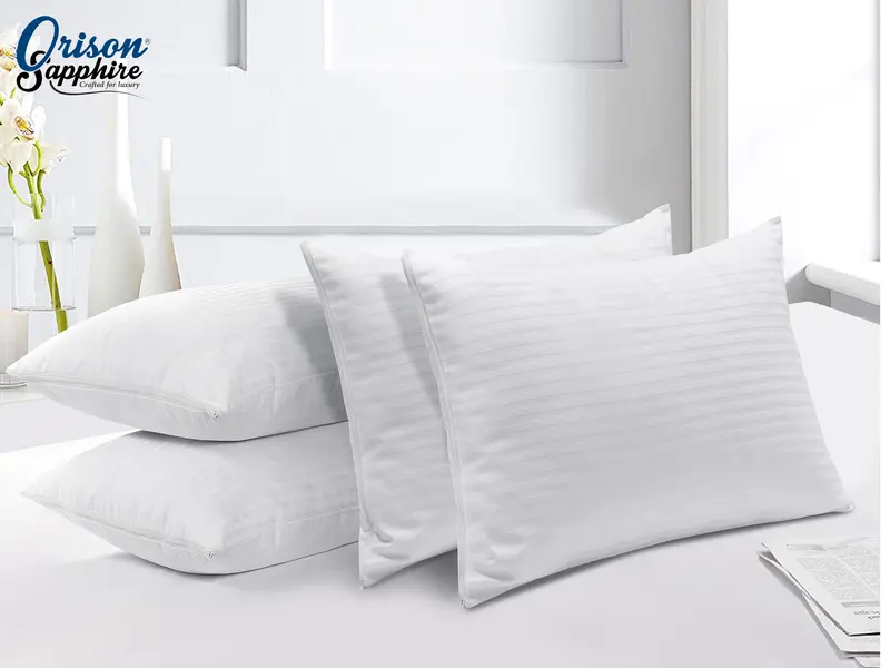 Satin Stripe Pack of 4 Pillow Protectors Covers - Ultra Soft Microfiber, Breathable, Hypoallergenic, Zipper cases, UK Standard Size 50 x 75cm 8