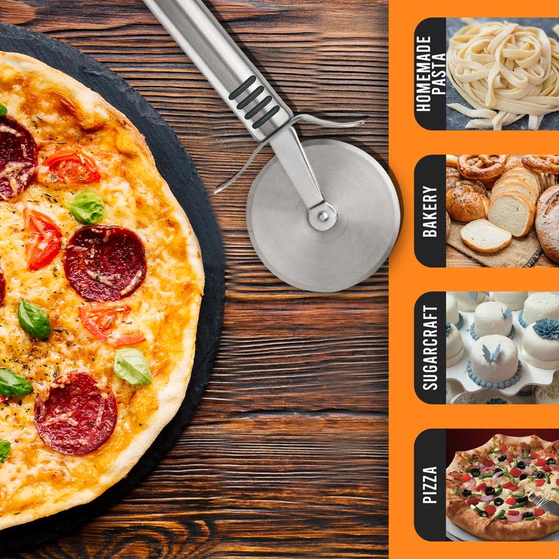 AEX Stainless Steel Pizza Cutter - Heavy Duty Kitchen Utensil Pasta Slicer Blade Thick Cheese Knives 5