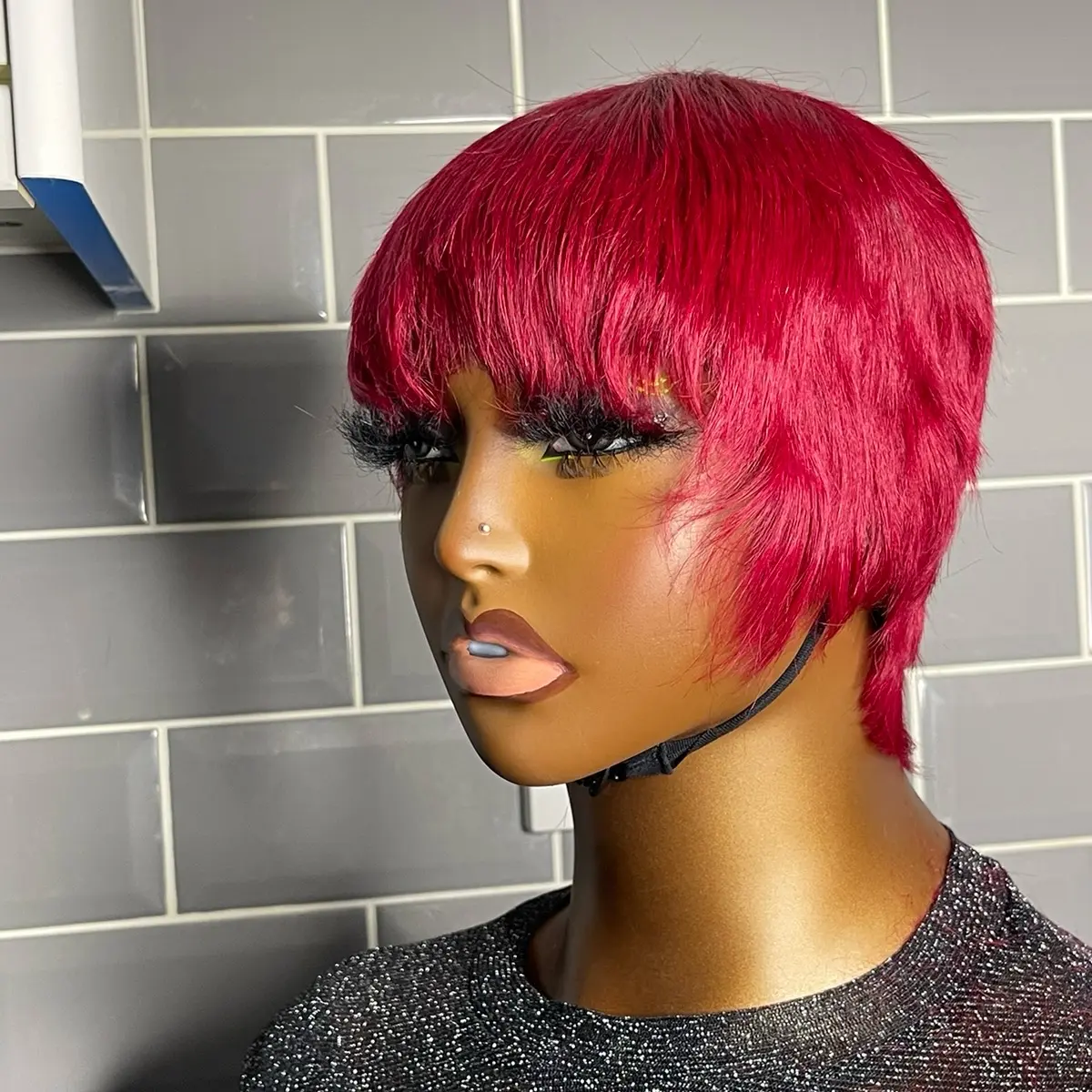 Short Pixie cut wig in red