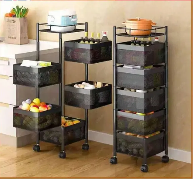 Kitchen Rotating Trolley Shelf, Home Organiser, Storage Shelf for Kitchen, Bathroom, Kids Toys - 6 Tier Rack Multipurpose Multicolor
