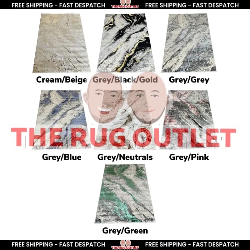 Marble Soft Shimmer Collection Extra Large Rugs - Luxurious Soft Feel Shimmer Marble Design Hard Wearing Hard Backed 0