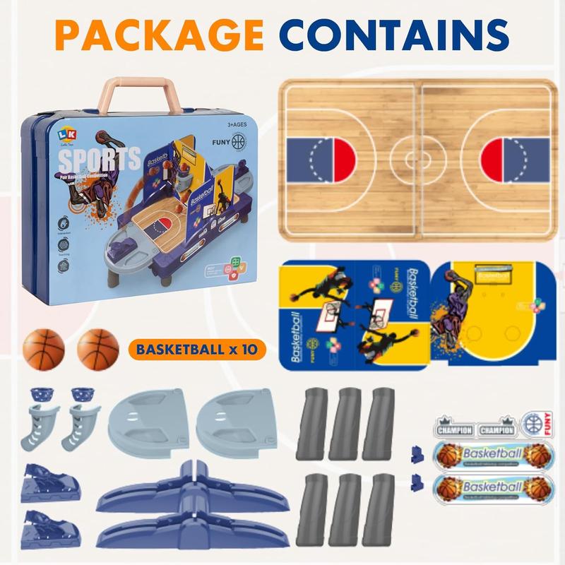 Mini Basketball Shooting Game Toy - 24-Inch Finger Flick Basketball Set, Desktop Basketball Tabletop Set with Court, Movable Basket and Score Feature - Fun for Kids & Adults 6