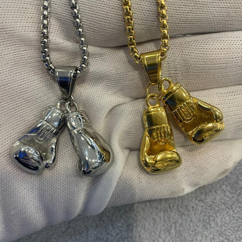 Kids boxing gloves pendent chain stainless steel 3