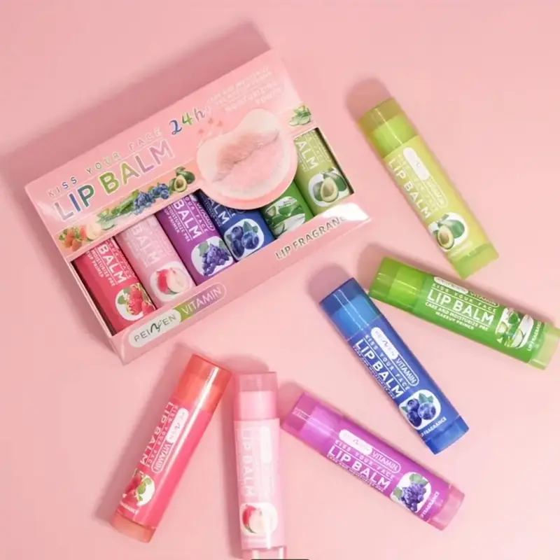 Moisturizing Fruit Flavored Lip Balm Set with Vitamin E for Long-Lasting Hydration and Soothing Lip Care, Assorted Fragrances - Gift Box Included Skincare Comfort Moisturize 1