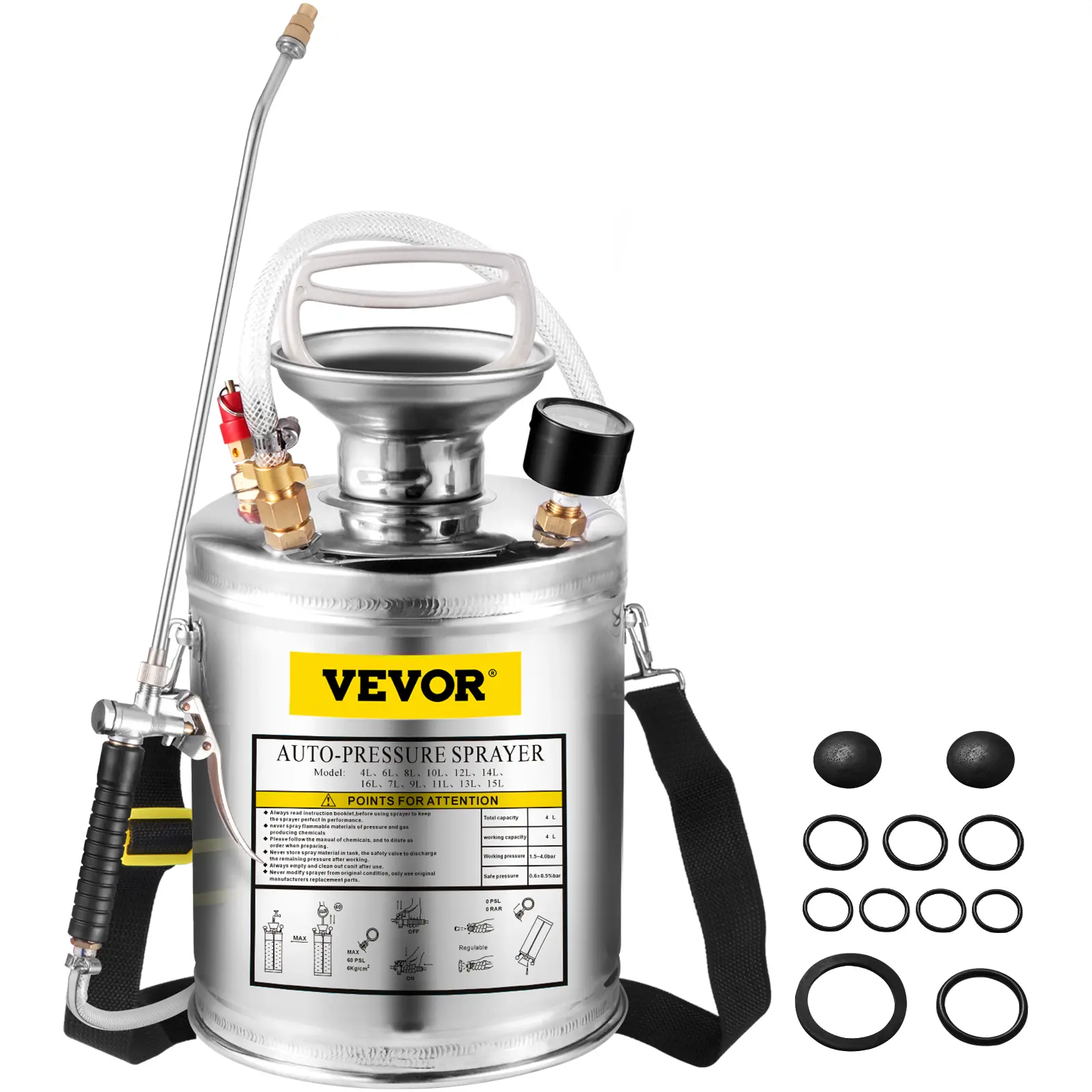 VEVOR Stainless Steel Pest Control Sprayer Handheld Pumped Garden Cleaning 1 Gallon