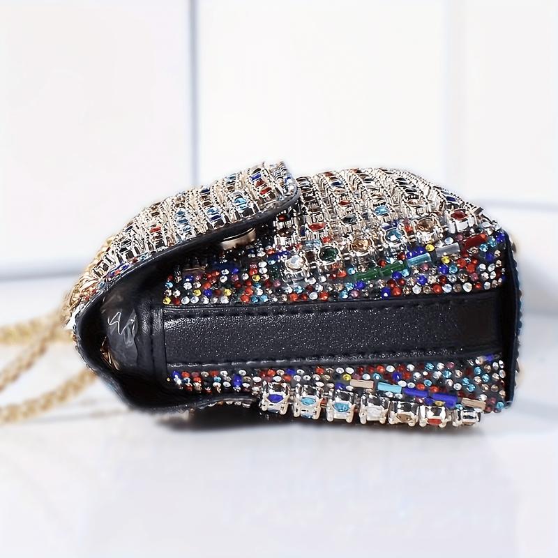 Women's Fashion Evening Handbag, Elegant Style Rhinestone Embellishments Purse, Lightweight Bag For Banquet And Party Use 1