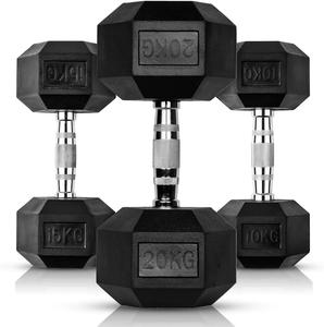 Hex Dumbbell Set with Metal Handles - 5kg-25kg Pairs Sets for Weight Lifting, Bodybuilding, Strength Training, Home Gym adjustable rubber bala bangle jacks fit dad bend bar mola