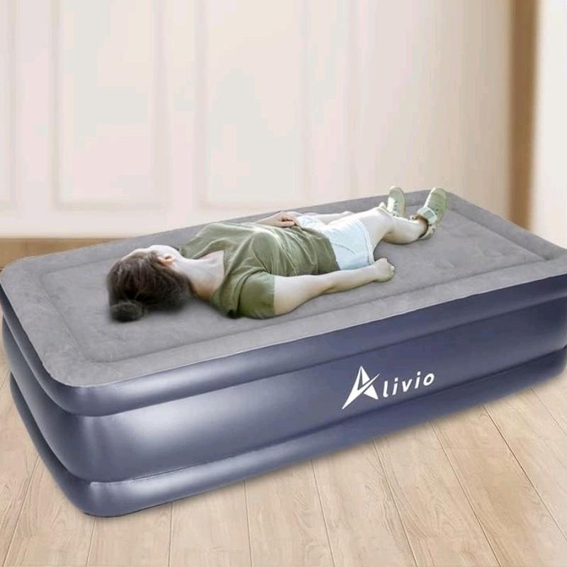 Double Inflatable Air Bed with Built-In Pump, 152 x 203 cm, Dual-Layer Soft Top, External Valve, 48CM High, Durable Construction, Versatile Use 1