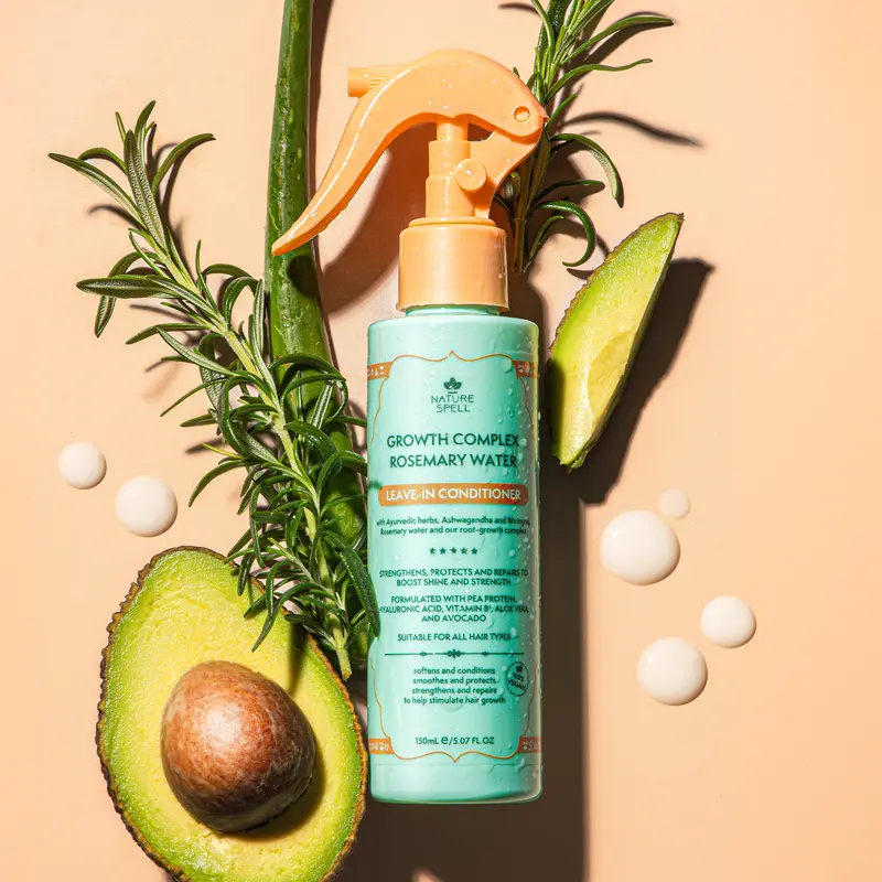 Nature Spell Rosemary Water Leave-In Conditioner Vegan and Sulphate Free to Strengthen Hair Shaft, Reduce Breakage, Protects from Heat Damage - Hydrate, Haircare 2