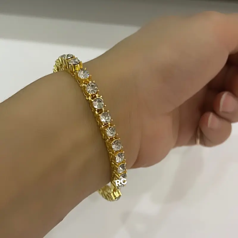 Tennis bracelet big stones zircon gold plated 1