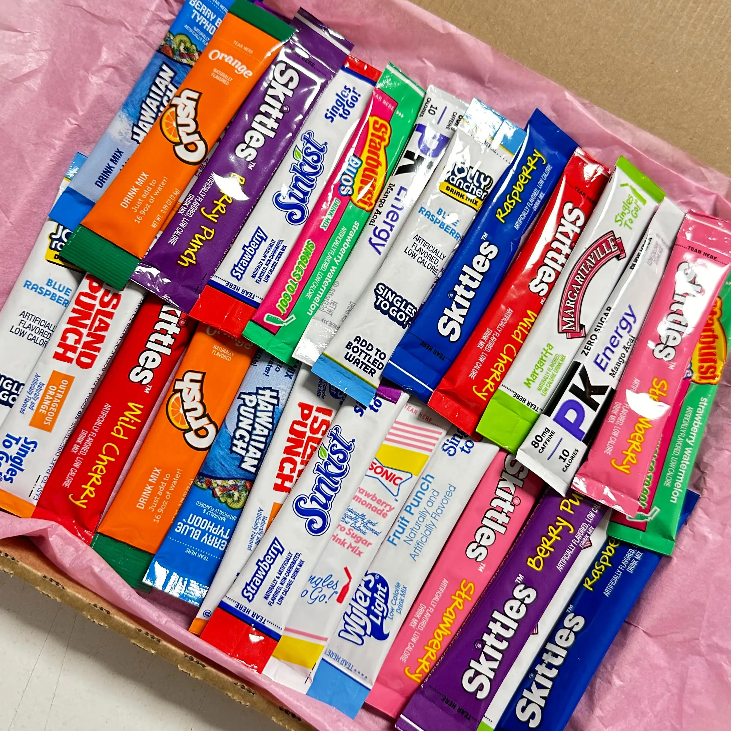30 x American Singles To Go Postal Box - Drink Mix Postal Box - Gifting Christmas Drinks Water
