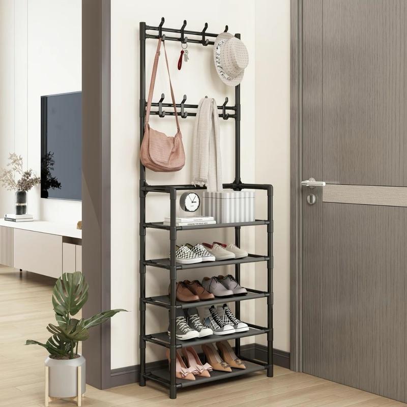 Large Capacity Free Standing Shoe Stand Organizer for Home Entryway, Hallway, and Bedroom Storage - Multi-layer Coat & Shoe Rack 3