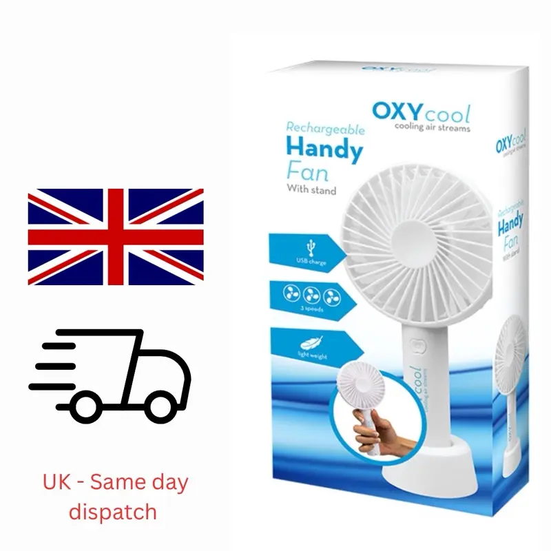 Handy Fan USB, 21cm In Size, 3 speed, Lightweight Portable Fan. Home, Office, Travel., White 0