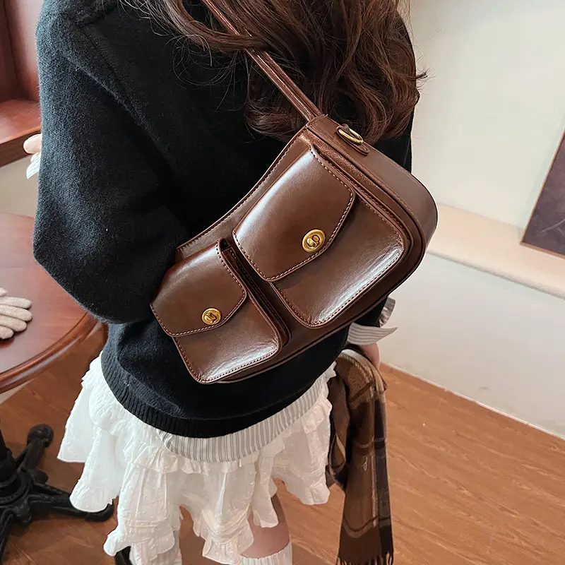 Fashion Women PU Leather Handbags Double Pockets Shoulder Saddle Bag High Quality New Ladies Messenger Crossbody Bags for Women 3