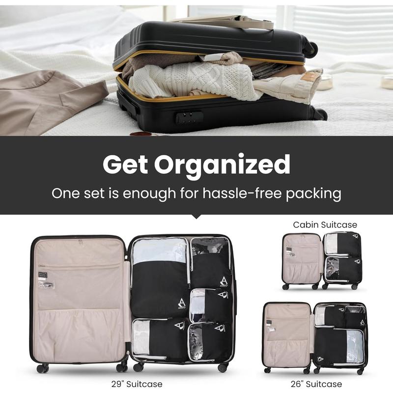 Aerolite Packing Cubes for Suitcases with Digital Luggage Scale and TSA Padlock, 6-pieces Expandable Travel Luggage Packing Organizers With Accessories Ultra Lightweight 2