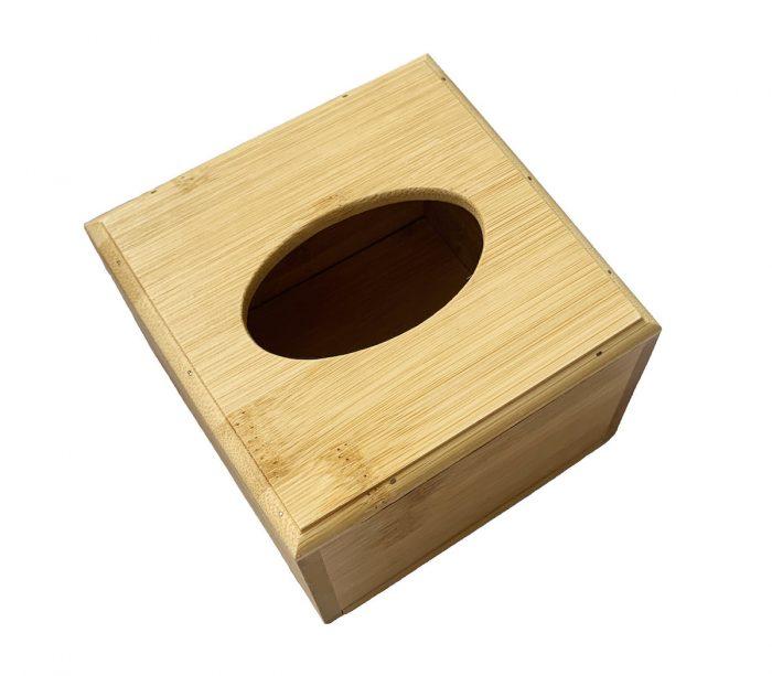 Small Wooden Tissue Box Holder Wooden Tissue Dispenser Box - Square Tissue Holder Cube - Wood Tissue Box Cover - Napkin Holder for Table Home Office Hotel Nature Bamboo Organiser For Living Room Kitchen Dining Bedroom 0