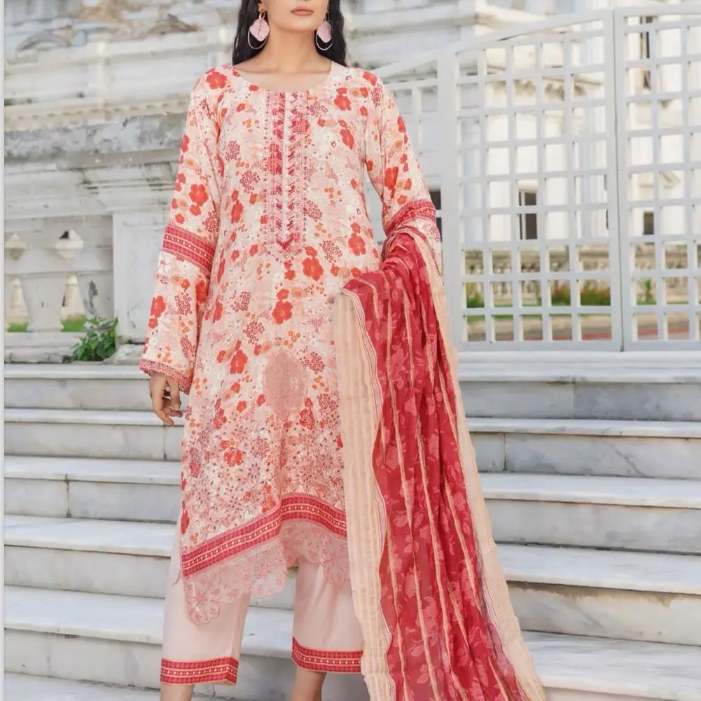MLinen D7.5 021 Ladies Pakistani Linen Readymade Shalwar Kameez Suit with Dupatta Traditional Dress