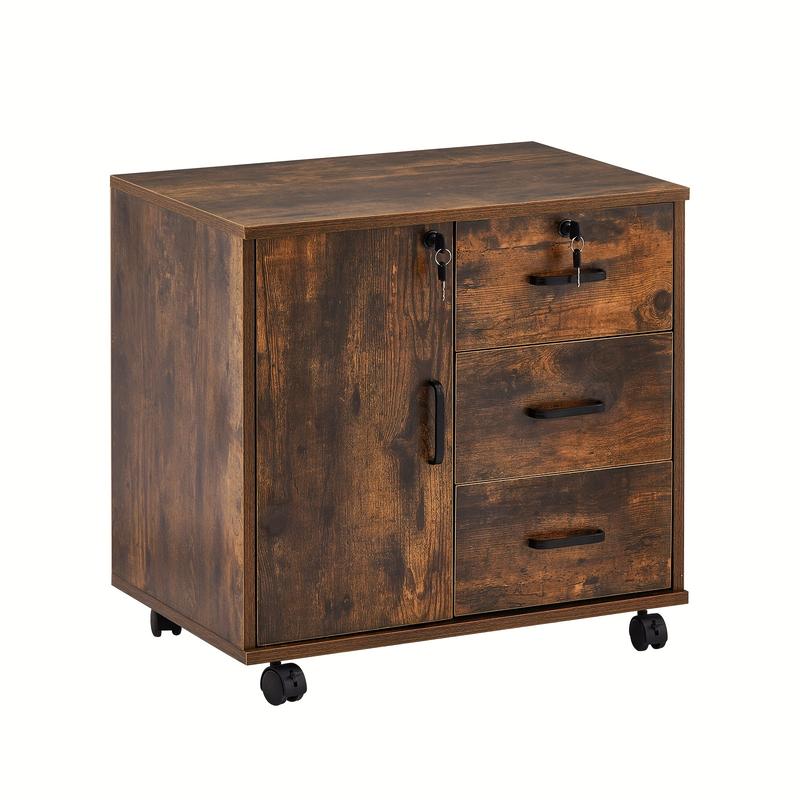 Modern Mobile File Cabinet with Lockable Drawers and Wheels - Spacious 3-Tier Storage for Documents, Books & More - Ideal for Home Office 1