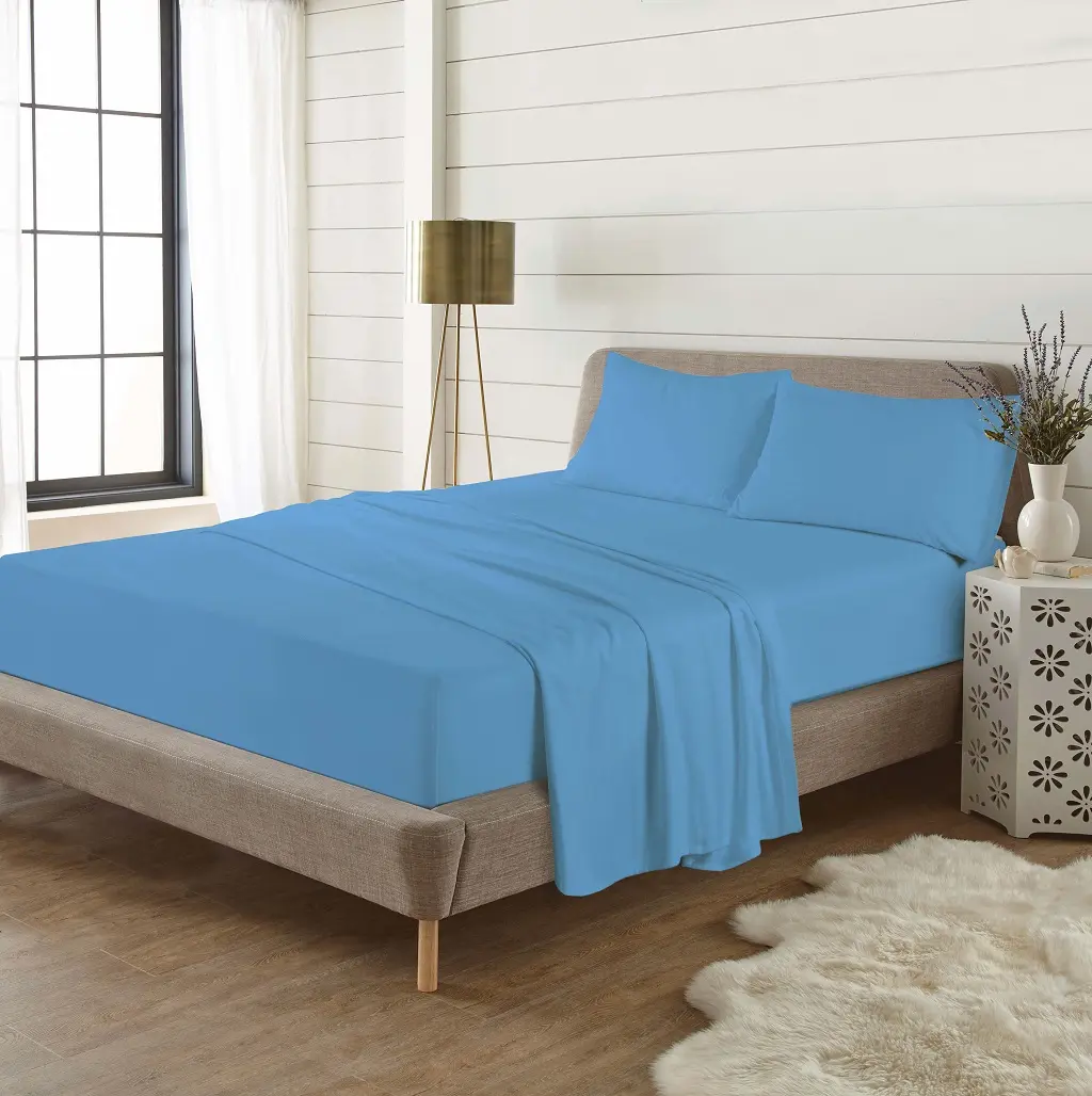 Hotel Quality Fitted Luxury Thermal Flannelette Sheets With Matching Pillowcase-Plain Poly Cotton Easy Care-Double Brushed Fiber Wrinkle Stain Fade Resistant-All UK Sizes Single Double King Super King Size bed fitted