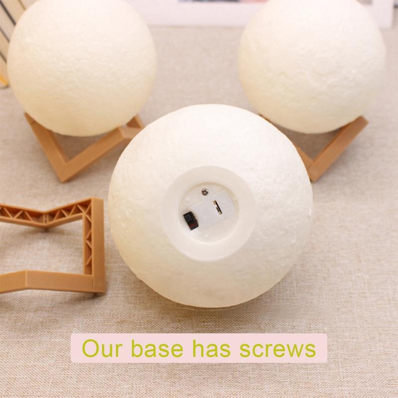 Product Introduction of 8Cm Moon Lamp LED Night Light Battery Powered with Stand Starry Lamp Bedroom Decor Night Lights Kids Gift Moon Lamp 5