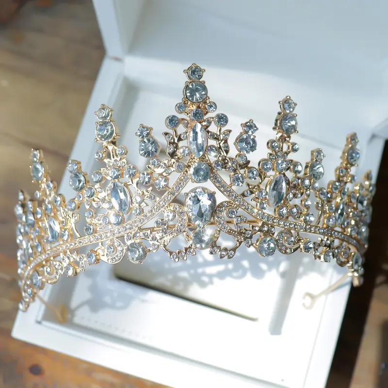 Royal Court Style Full Diamond Rhinestone Leaf Crown - Elegant Bridal & Princess Tiara for Birthday Parties and Performances - Hand Wash Only, Fashion 4