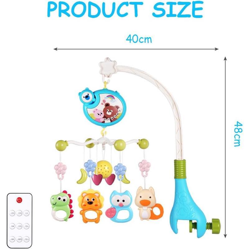 Baby Crib Toy, Baby Crib Mobile with Music and Lights, Cot Mobile Toy with Timing Function Projector and Remote Control, Baby Crib Toys for Boys Girls (Blue) 7