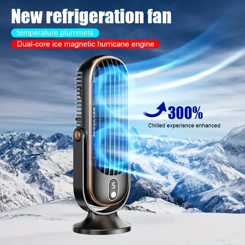 [Portable Air Conditioner Fan] 1pc Portable Air Conditioner Fan - 5-Speed USB Rechargeable Cooling Fan with Dual Motor, Large Battery, 720° Surround Air Blower - Ideal for Office, Travel, Camping, Outdoor RV 0