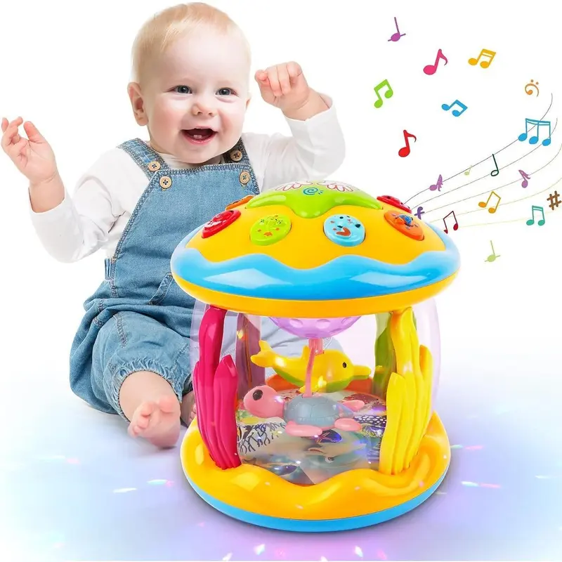 L&Y Baby Toys 6 to 12 Months, Ocean Projector Light Up Toys with Music, Sensory Toys for 1 2 3 Year Old Boys Girls, Musical Toys 12-18 Months Crawling Learning Tummy Time Toys 1st Birthday Gifts 0