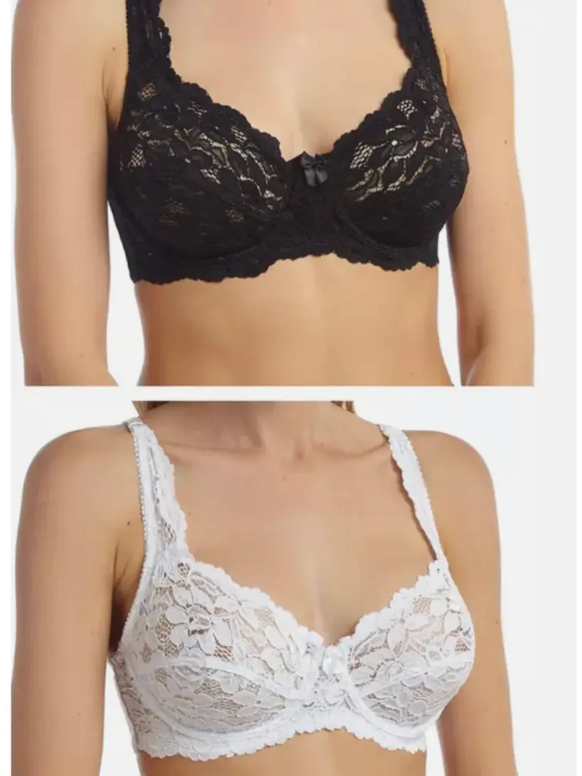 Ladies Full Cup Lace Underwired Everyday Wear Stretch Floral Non padded Bra
