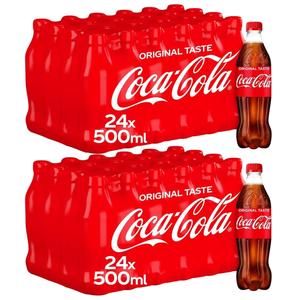 Coca-Cola Original Taste 500ml - Pack of 48 (2x 24pk) - Classic Taste of Coke, Classic Flavour Beverage, Soft Drinks, Sweet