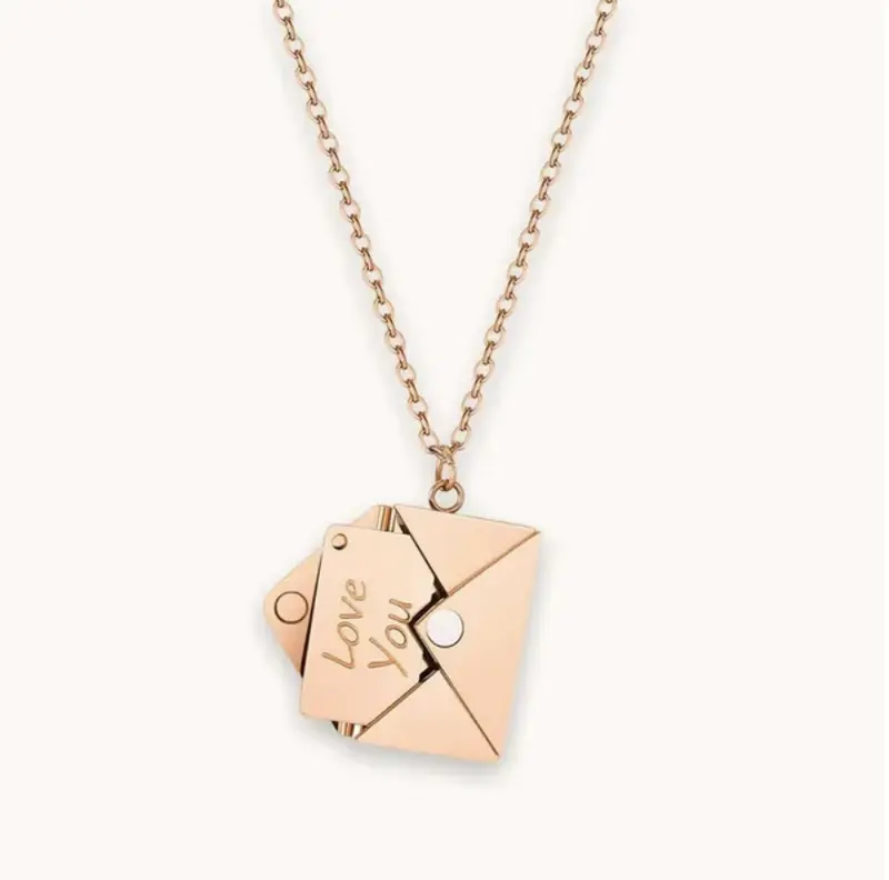 Silver, Rose Gold or Gold Pendant Envelope Love Gift Necklace Jewellery Gift Present Birthday Anniversary 1