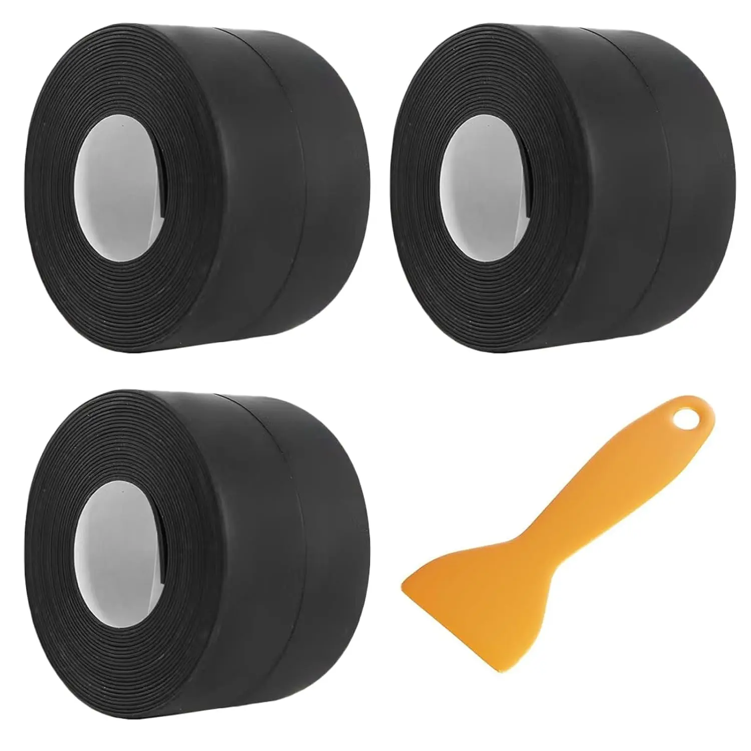3 Rolls Bath Sealant Strip, Caulk Strip Adhesive Sealant tape with Sealing Tool, Bathroom Sealant White Anti Mould, Simple Seal Tape Waterproof for Bathtub Toilet Shower Wall Corner Kitchen