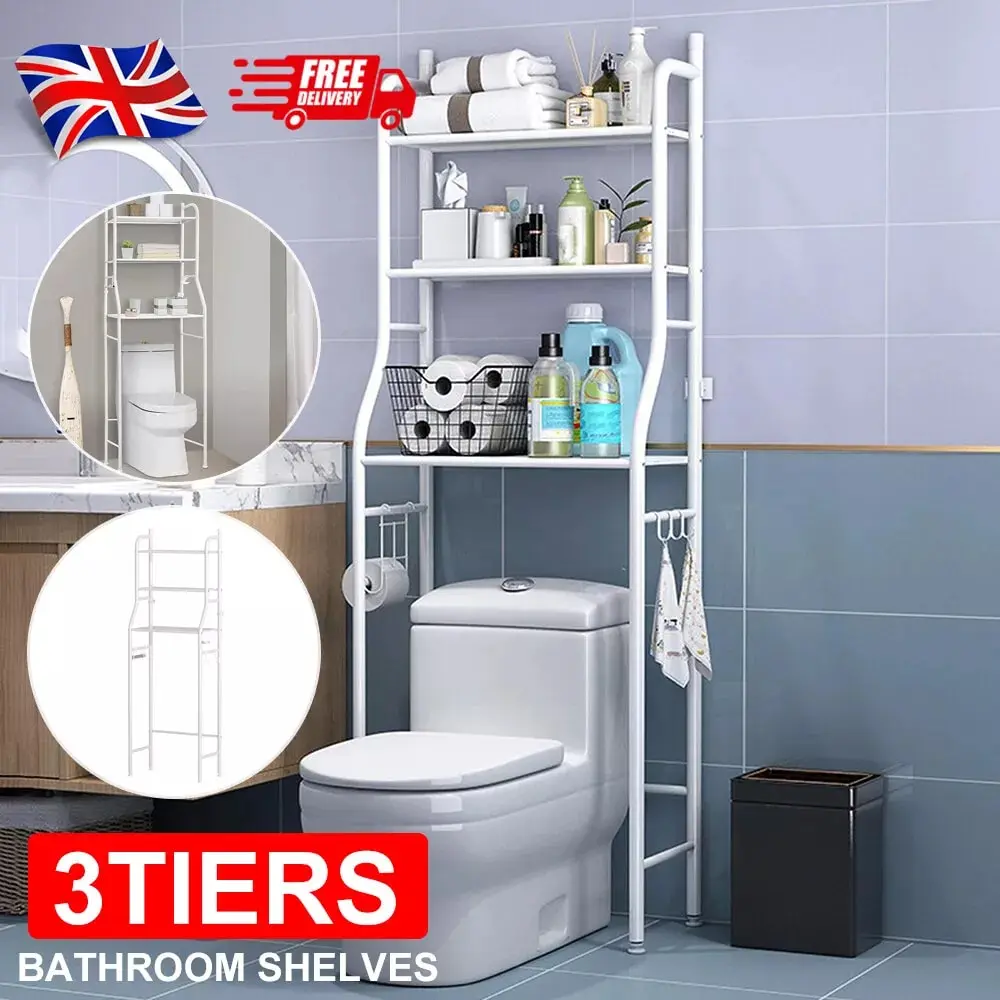 3 Tier Over Toilet Storage Unit Bathroom Shelf Rack Space Saving Organizer Stand