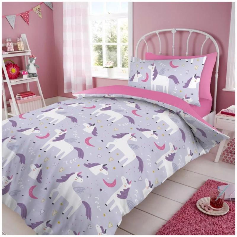 Boys & Girls Duvet Cover Set & Pillowcase Microfiber Kids Bedding Quilt Single BMX Stunts Dino Roar Gamer Boys Goal Blue Love Hearts Magical Unicorn Mermaids Ranbow Space Xmas Winter Patch 7