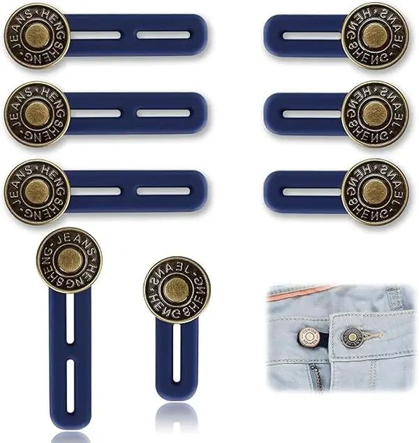 8 Pcs Button Extender For Jeans, Button Waist Extender For Trousers, Pants Waist Extender Adjustable,  Elastic Collar Extenders For Jeans Skirts Trousers.