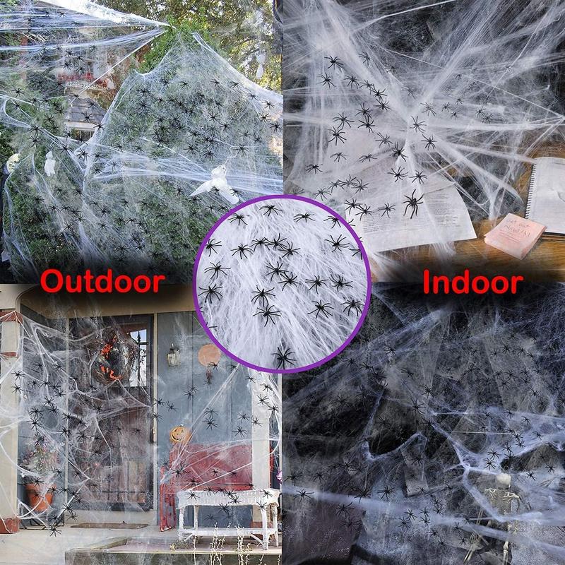 60g Halloween Spider Web Decoration with 30PCS Realistic Fake Spiders - Stretchable Cobwebs for Halloween 2024 | Trendy Halloween Aesthetic Décor for Parties | Spooky Nostalgic Decorations for TikTok Trends | Perfect for Halloween Plastic Room Ornaments 5