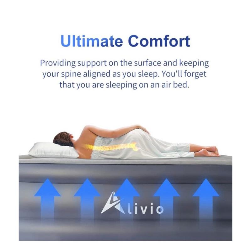 Inflatable Air Bed Single (99x192cm) and Double (152x203) Airbed Air Mattress Built in Pump 4