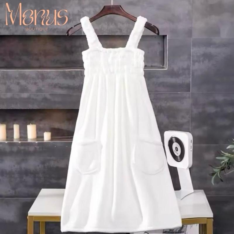 Women's Velvet Bath Towel Dress - Soft and Absorbent - Enlarged Vest Bath Skirt - One Size Fits All 0