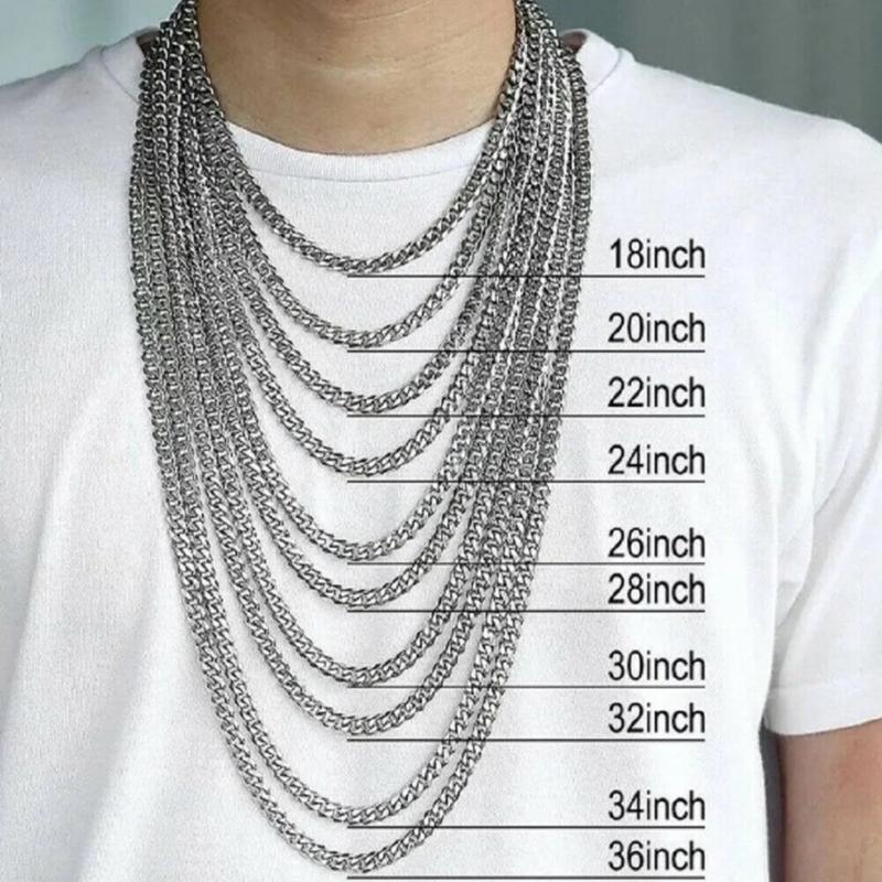 Mens Chain 3 4 5 6 8mm Cuban Link Silver Spiga Womens Necklace Sizes 22" Steel UK 3