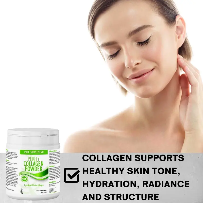 Pure Food Supplements Marine Collagen Powder - Hydrolyzed protein peptides with Hyaluronic Acid, Vitamin C, Biotin etc for Women, Men | Joints Hair Skin Nail Gut | Hydrolised Soluble Orange Flavor Healthcare Edible Natural Beauty Dietary 3