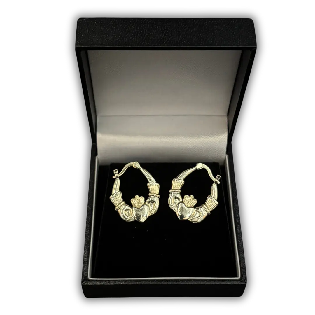Gypsy Irish Claddagh Creole Girls Earrings Gold Plated Womens Jewellery