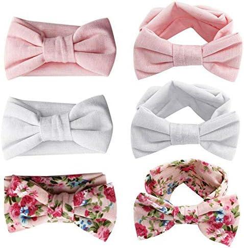 MultiWare 3pcs Baby Headband Cotton Elastic Newborn Print Floral Hair Band Bow-knot 3