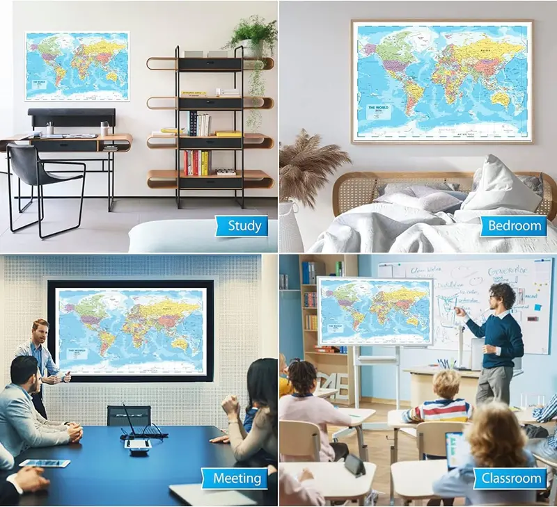 World Map Poster for Wall – 84 x 60cm Large Wall Map of World – World Map Wall Art Atlas - Map of Europe Travel Map - Classroom or Geography Gift 7
